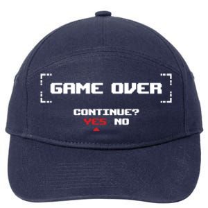 Game Over Continue Retro Gaming Cute Gift 7-Panel Snapback Hat