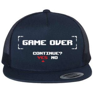 Game Over Continue Retro Gaming Cute Gift Flat Bill Trucker Hat