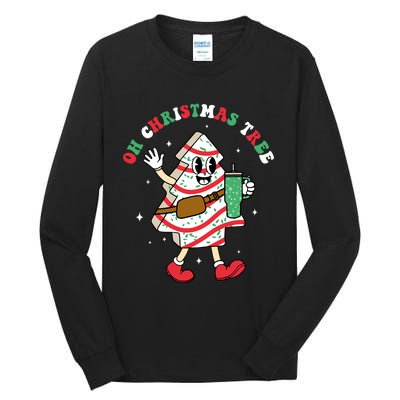 Groovy Oh Christmas Tree Cakes Debbie Becky Jen Cake Lovers Tall Long Sleeve T-Shirt