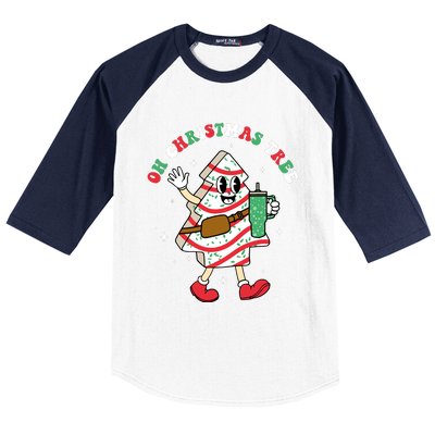 Groovy Oh Christmas Tree Cakes Debbie Becky Jen Cake Lovers Baseball Sleeve Shirt