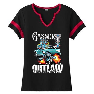 Gasser Outlaw Class Vintage Drag Racing Race Car Funny Gift Ladies Halftime Notch Neck Tee