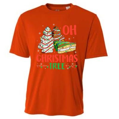 Groovy Oh Christmas Tree Cakes Debbie Becky Jen Cake Lovers Cooling Performance Crew T-Shirt