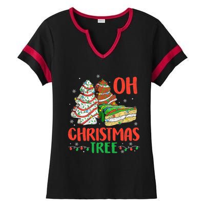 Groovy Oh Christmas Tree Cakes Debbie Becky Jen Cake Lovers Ladies Halftime Notch Neck Tee