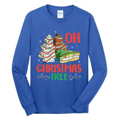 Groovy Oh Christmas Tree Cakes Debbie Becky Jen Cake Lovers Tall Long Sleeve T-Shirt