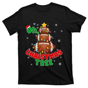 Groovy Oh Christmas Tree Xmas Football Santa T-Shirt