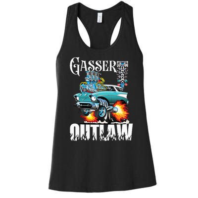 Gasser Outlaw Class Vintage Drag Racing Race Car Women's Racerback Tank