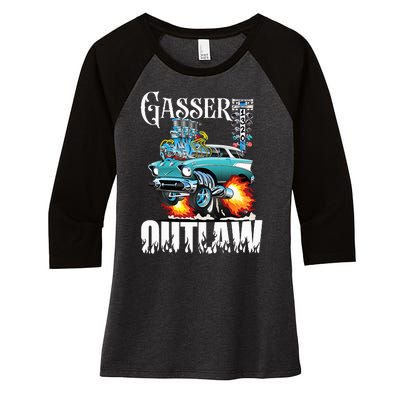 Gasser Outlaw Class Vintage Drag Racing Race Car Women's Tri-Blend 3/4-Sleeve Raglan Shirt