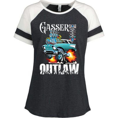 Gasser Outlaw Class Vintage Drag Racing Race Car Enza Ladies Jersey Colorblock Tee