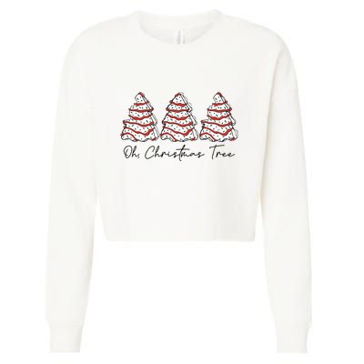 Groovy Oh Christmas Tree Xmas Lights Funny Tree Cakes Debbie  Cropped Pullover Crew