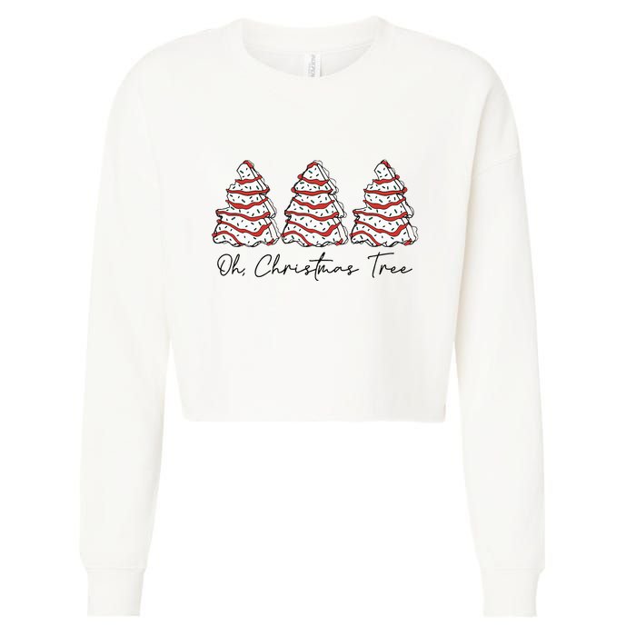 Groovy Oh Christmas Tree Xmas Lights Funny Tree Cakes Debbie  Cropped Pullover Crew
