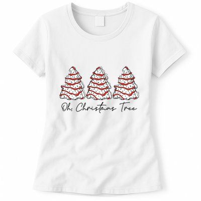 Groovy Oh Christmas Tree Xmas Lights Funny Tree Cakes Debbie  Womens T-Shirt