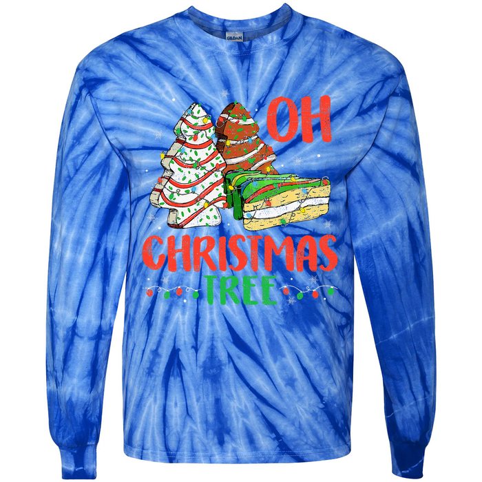 Groovy Oh Christmas Tree Cakes Debbie Becky Jen Cake Lovers Tie-Dye Long Sleeve Shirt