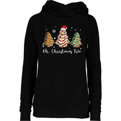 Groovy Oh Christmas Tree Cakes Debbie Becky Jen Cake Lovers Womens Funnel Neck Pullover Hood