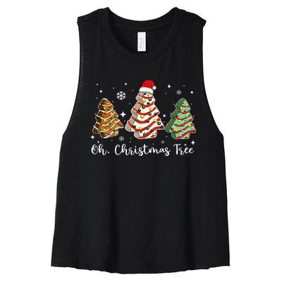 Groovy Oh Christmas Tree Cakes Debbie Becky Jen Cake Lovers Women's Racerback Cropped Tank