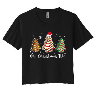 Groovy Oh Christmas Tree Cakes Debbie Becky Jen Cake Lovers Women's Crop Top Tee