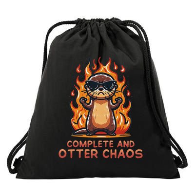 Graphic Otter Cartoon Complete And Otter Chaos Lover Animals Drawstring Bag