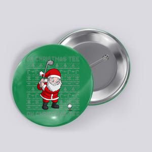 Golf Oh Christmas Santa Claus Golfer Button