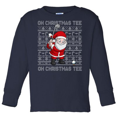 Golf Oh Christmas Santa Claus Golfer Toddler Long Sleeve Shirt