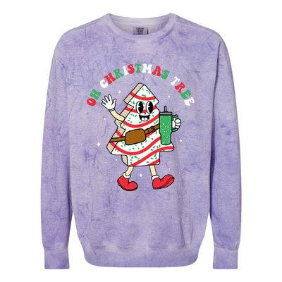 Groovy Oh Christmas Tree Cakes Debbie Becky Jen Cake Lovers Colorblast Crewneck Sweatshirt