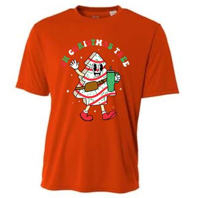 Groovy Oh Christmas Tree Cakes Debbie Becky Jen Cake Lovers Cooling Performance Crew T-Shirt