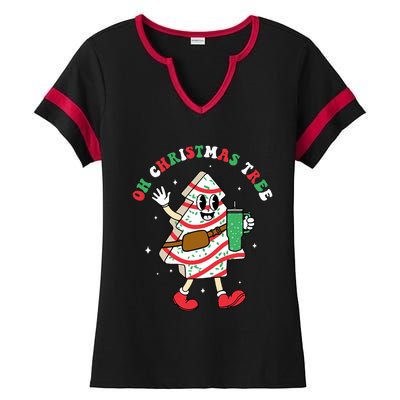 Groovy Oh Christmas Tree Cakes Debbie Becky Jen Cake Lovers Ladies Halftime Notch Neck Tee