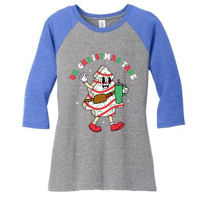 Groovy Oh Christmas Tree Cakes Debbie Becky Jen Cake Lovers Women's Tri-Blend 3/4-Sleeve Raglan Shirt