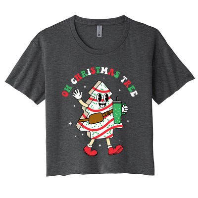 Groovy Oh Christmas Tree Cakes Debbie Becky Jen Cake Lovers Women's Crop Top Tee