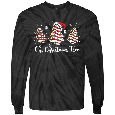 Groovy Oh Christmas Tree Cakes Debbie Becky Jen Cake Lovers Tie-Dye Long Sleeve Shirt