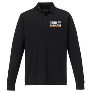 Grumpy Old Club Founding Member Funny Father Grandfather Gift Performance Long Sleeve Polo