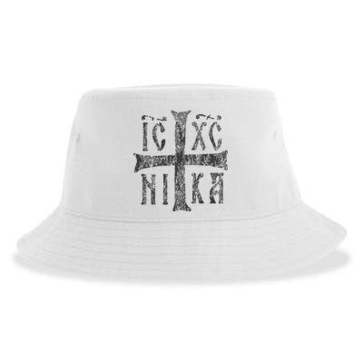 Greek Orthodox Cross Christogram Icxc Nika Jesus Christ Sustainable Bucket Hat