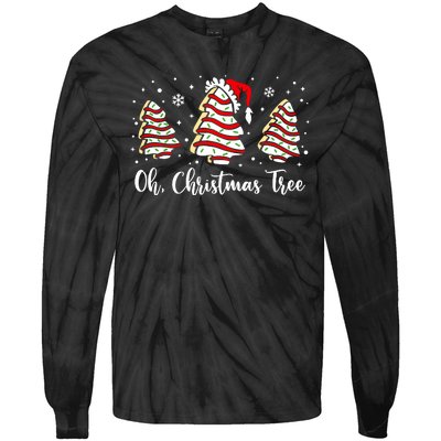 Groovy Oh Christmas Tree Cakes Debbie Becky Jen Cake Lovers Tie-Dye Long Sleeve Shirt