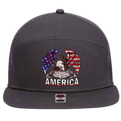 God Bless America 7 Panel Mesh Trucker Snapback Hat