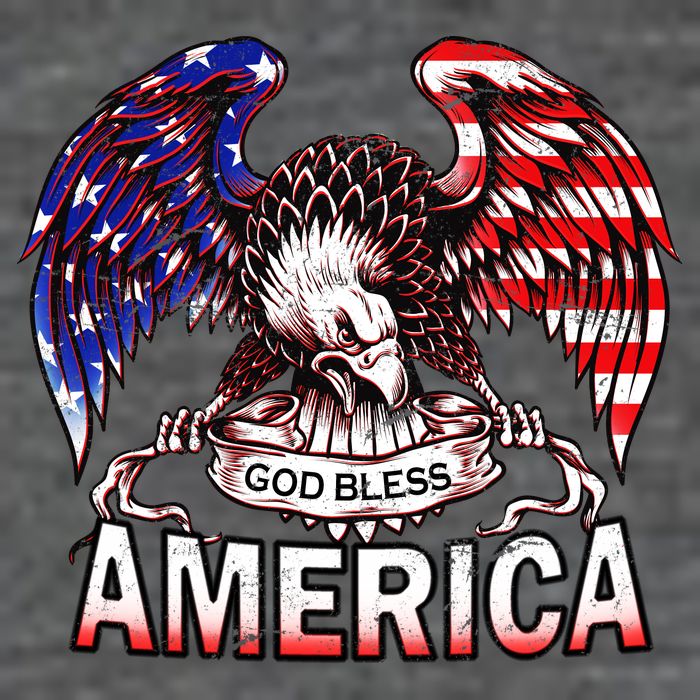 God Bless America 7 Panel Mesh Trucker Snapback Hat