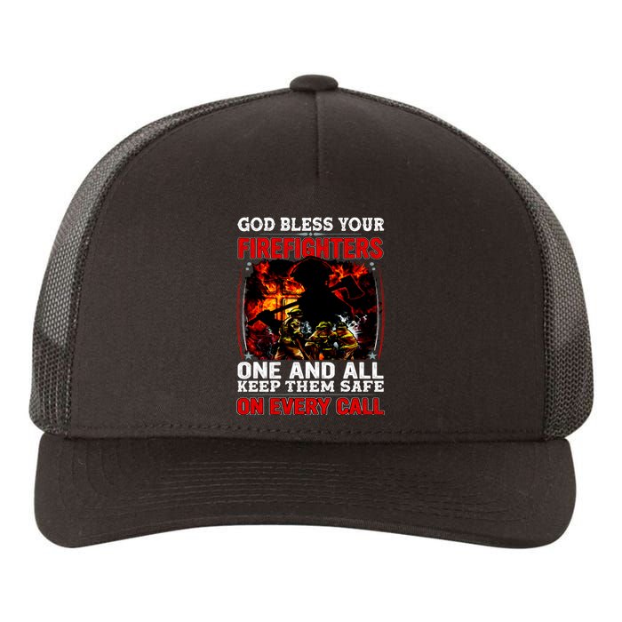 God Bless Firefighters Yupoong Adult 5-Panel Trucker Hat