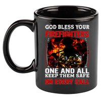 God Bless Firefighters 11oz C Handle Ceramic Mug