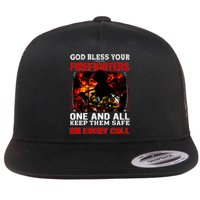 God Bless Firefighters Flat Bill Trucker Hat