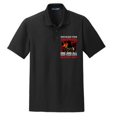 God Bless Firefighters Dry Zone Grid Polo