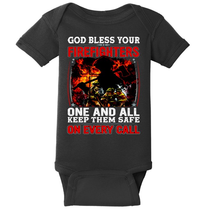 God Bless Firefighters Baby Bodysuit