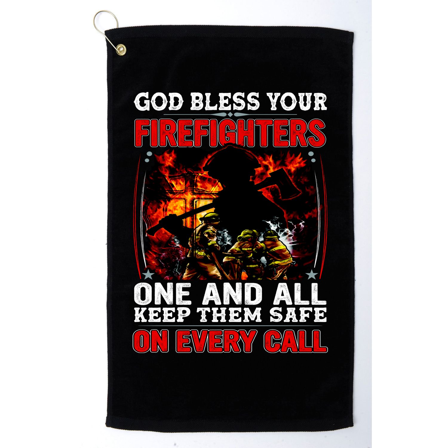 God Bless Firefighters Golf Towel