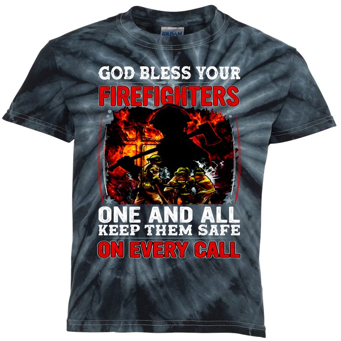 God Bless Firefighters Kids Tie-Dye T-Shirt