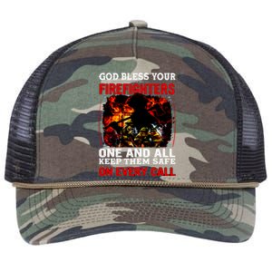 God Bless Firefighters Retro Rope Trucker Hat Cap