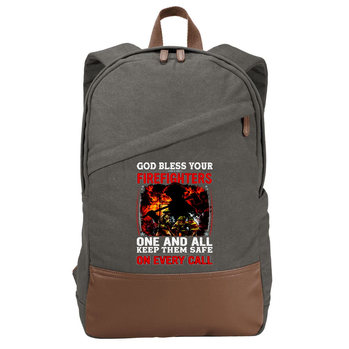 God Bless Firefighters Cotton Canvas Backpack
