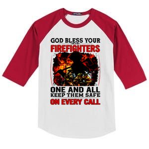 God Bless Firefighters Kids Colorblock Raglan Jersey