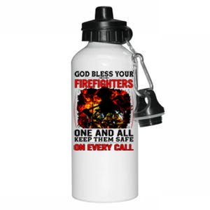 God Bless Firefighters Aluminum Water Bottle 