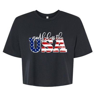 God Bless The USA American Flag Bella+Canvas Jersey Crop Tee