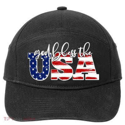 God Bless The USA American Flag 7-Panel Snapback Hat