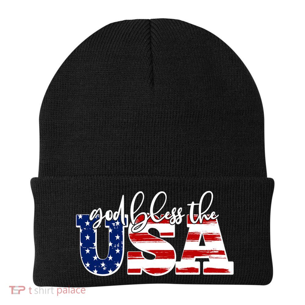 God Bless The USA American Flag Beanie
