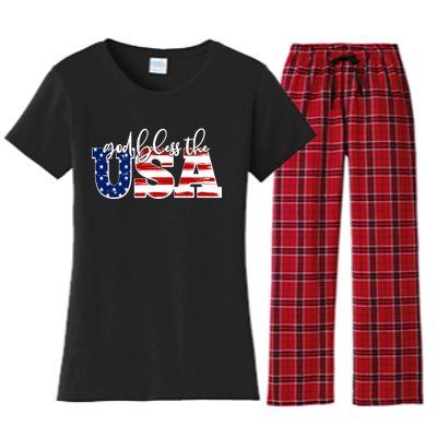 God Bless The USA American Flag Women's Flannel Pajama Set