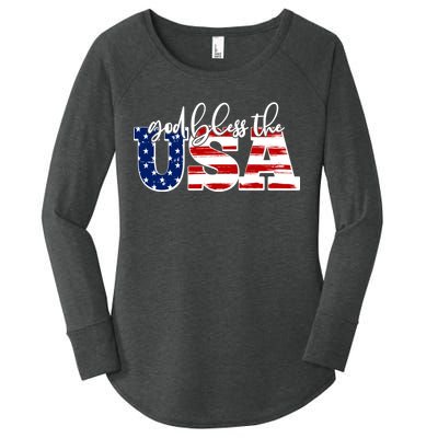 God Bless The USA American Flag Women's Perfect Tri Tunic Long Sleeve Shirt