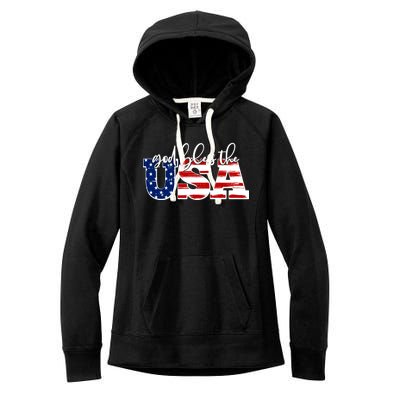 God Bless The USA American Flag Women's Fleece Hoodie